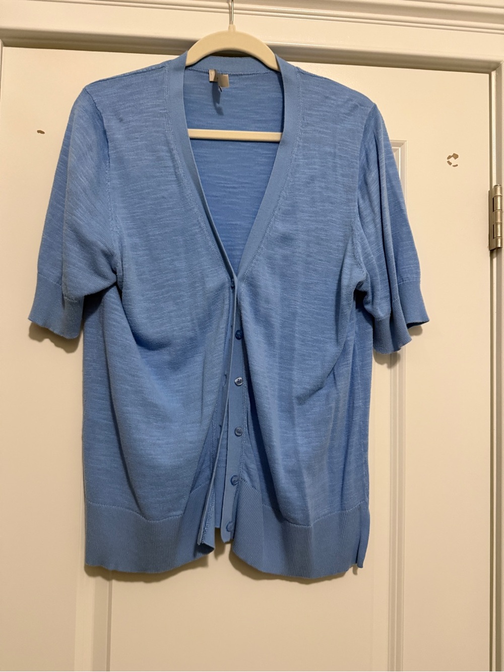 Loft 100% Cotton Light Blue Short-Sleeve Button Cardigan XXL